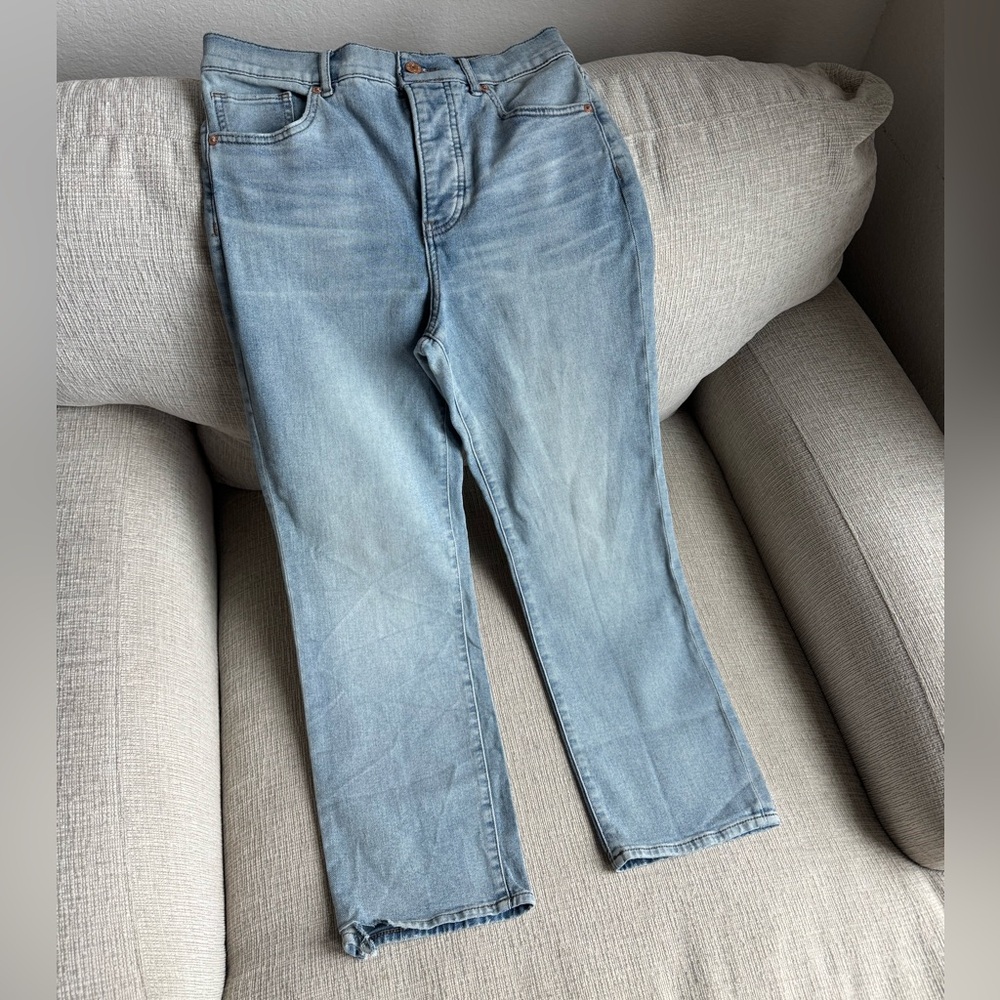 Express Women's Light Blue Straight Leg Jeans